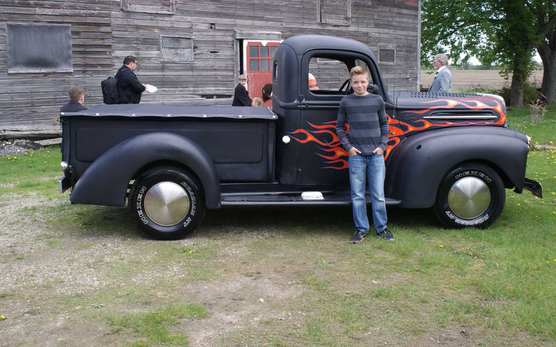 Flamed classic pickup truck built by a Boss Hog customer